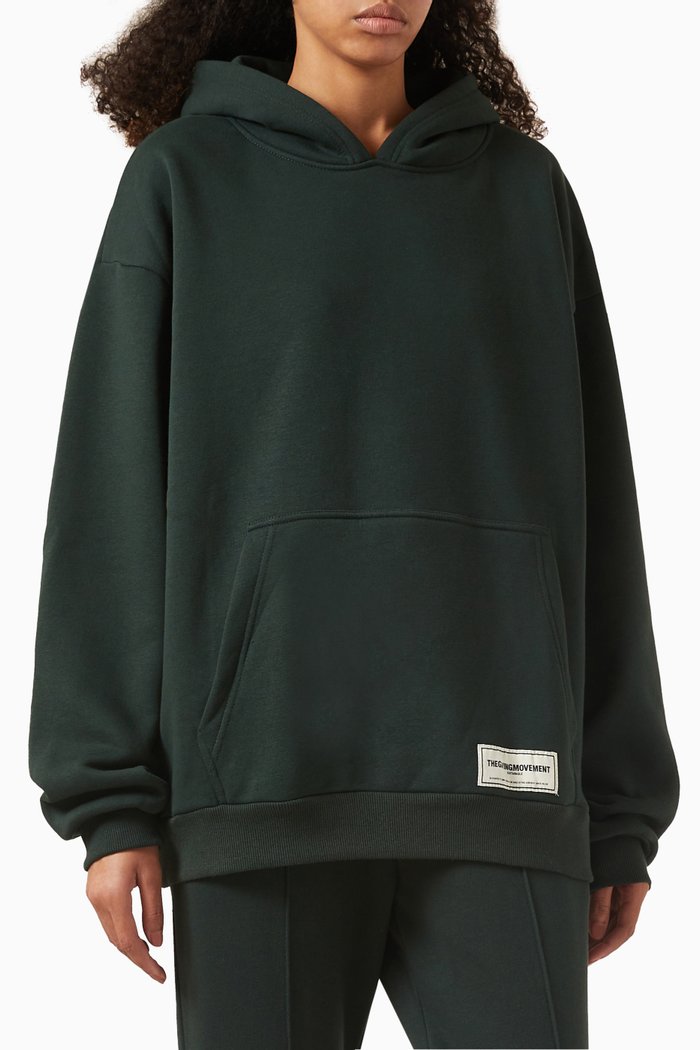 Modest Oversized Hoodie in Organic Fleece, Green