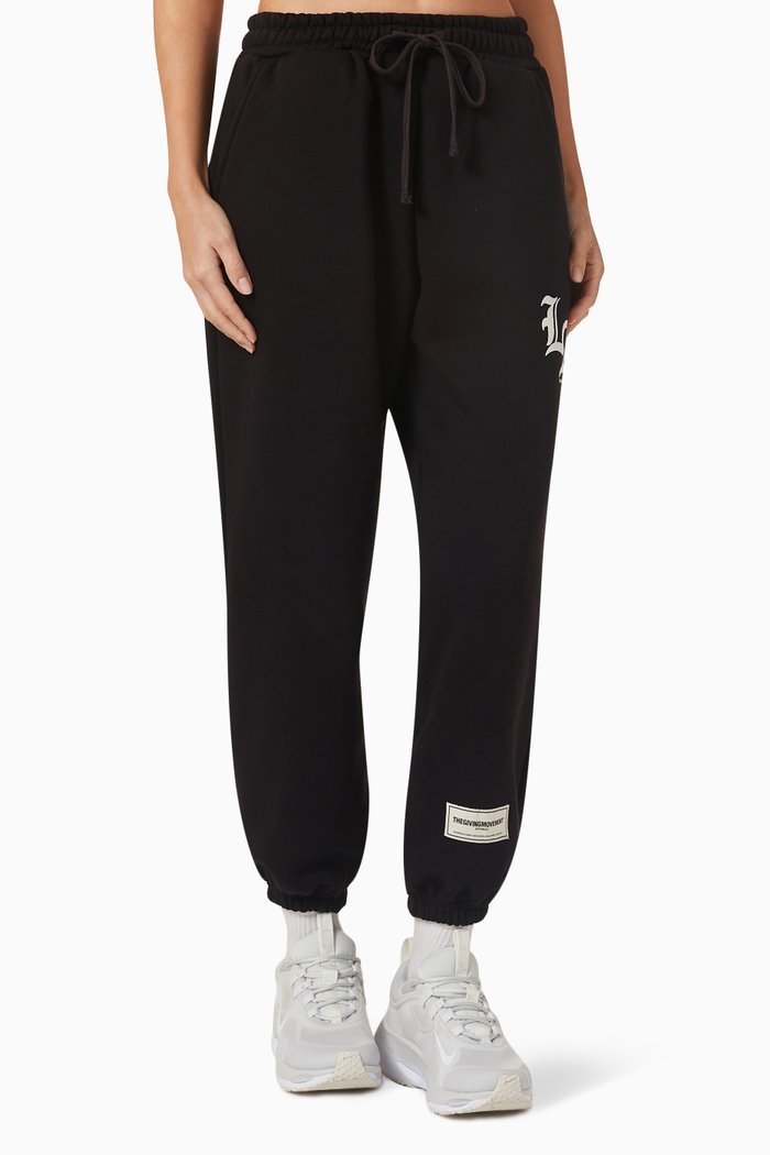 

LA Print Sweatpants in Organic Fleece, Black