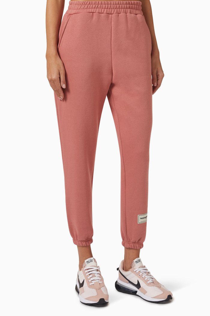 Relaxed Fit Lounge Joggers in Organic Cotton, Pink