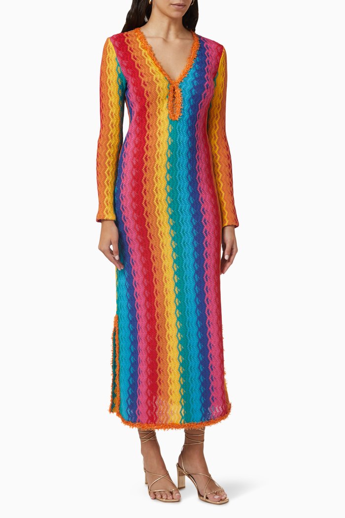

Solei Midi Dress in Chevron-knit, Multicolour