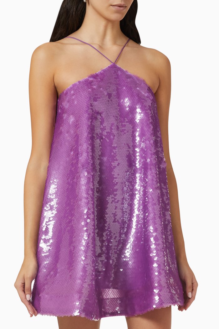 Shana Mini Dress in Sequins, Purple