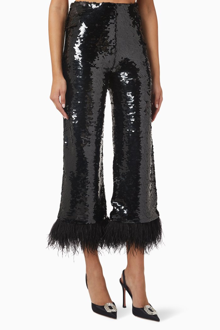 

Hana Pants in Sequin & Feathers, Black