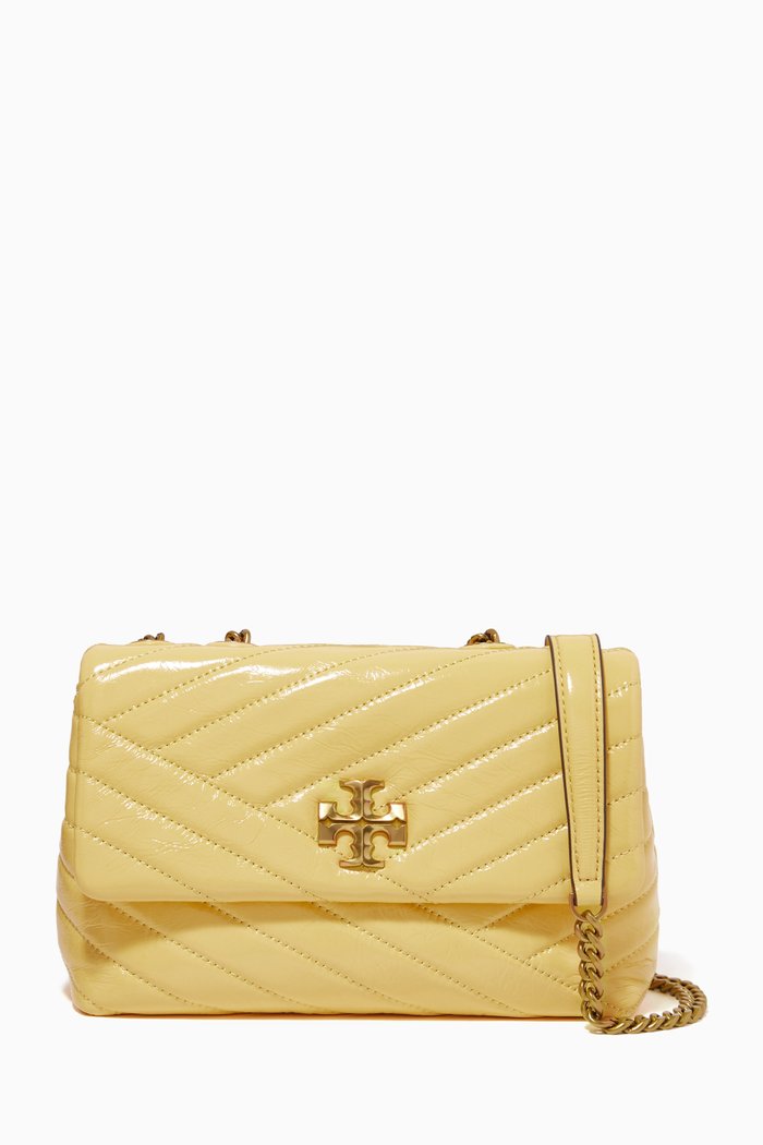 

Small Kira Chevron Shoulder Bag in Leather, Yellow