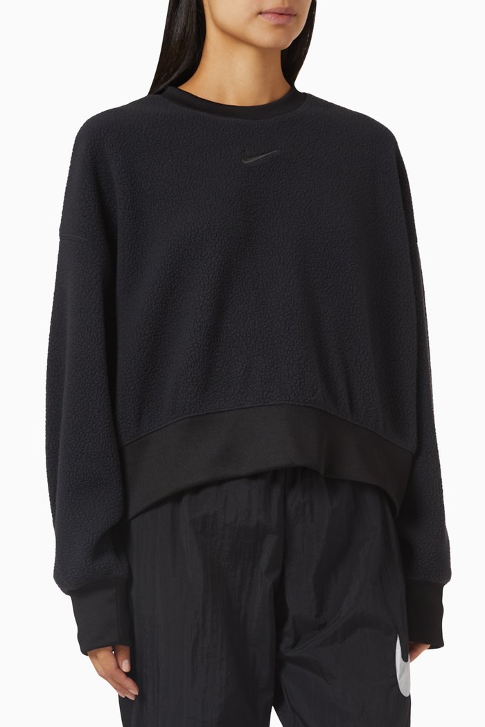 

Crewneck Crop Plush Sweatshirt, Black