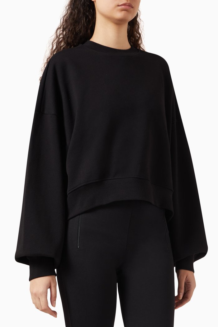 

Oversize Track Sweatshirt in Cotton-fleece, Black