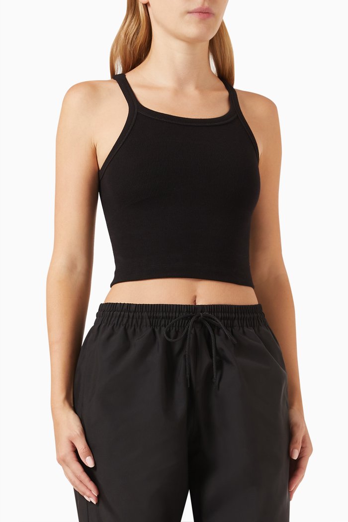 

x HB Ribbed Crop Tank Top, Black