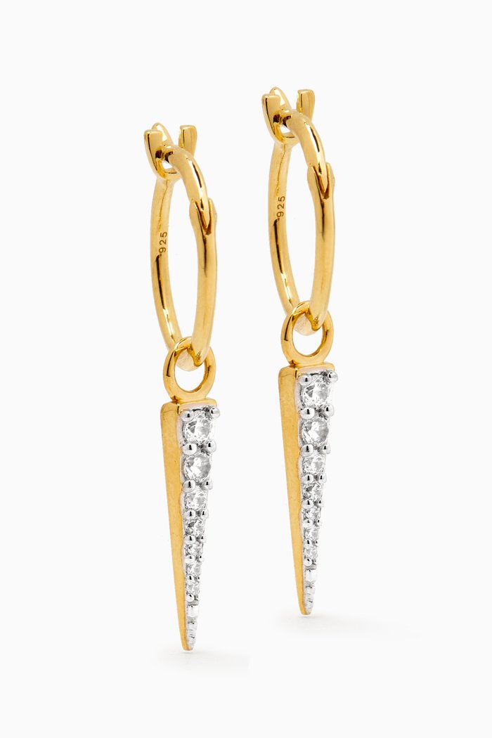 

Mini Pavé Spike Hoop Earrings in 18kt Recycled Gold-plated Sterling Silver, White