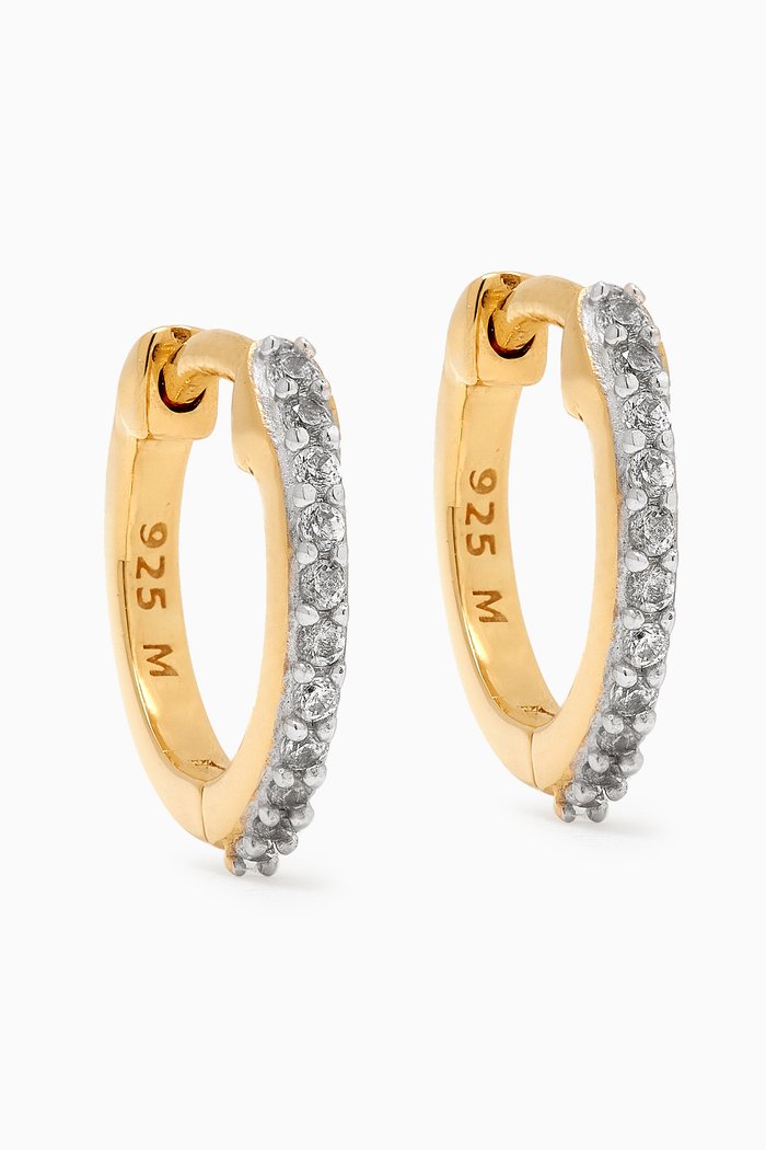 

Classic Pave Huggie Earrings in 18kt Gold Plated Vermeil
