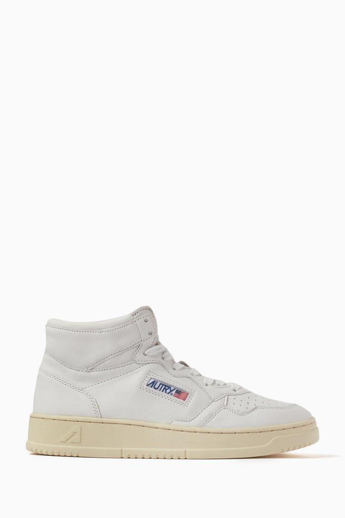 

Medalist High-top Sneakers in Leather, White