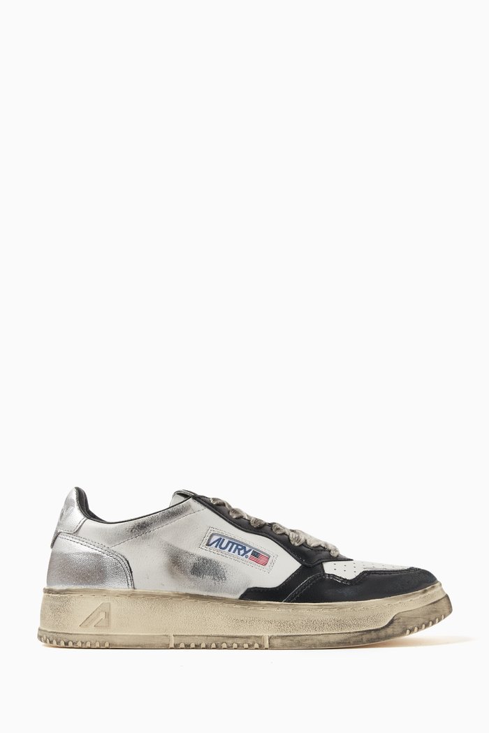 

Super Vintage Low-top Sneakers in Leather, Silver