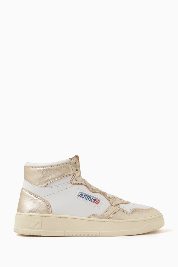 

Medalist Mid-top Sneakers in Leather, Gold