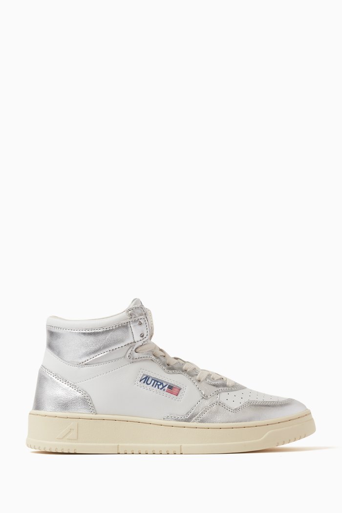 

Medalist Mid-top Sneakers in Leather, Silver