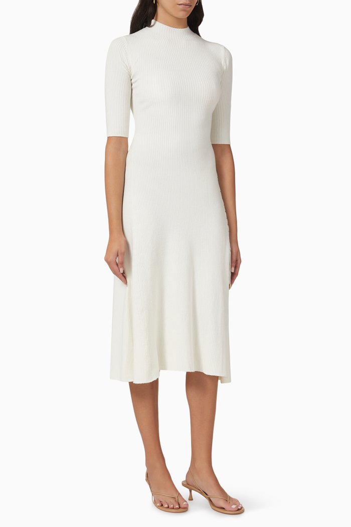 

122 Rullya Midi Dress in Wool-knit, Neutral