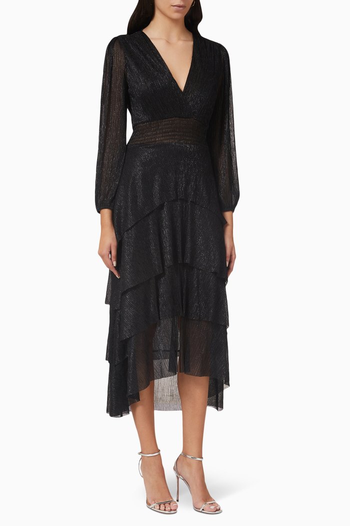 122 Ruffiniti Midi Dress, Black