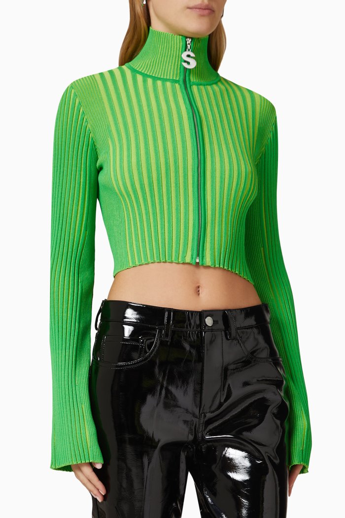 

Peep Turtleneck Zip Sweater in Viscose-blend Knit, Green