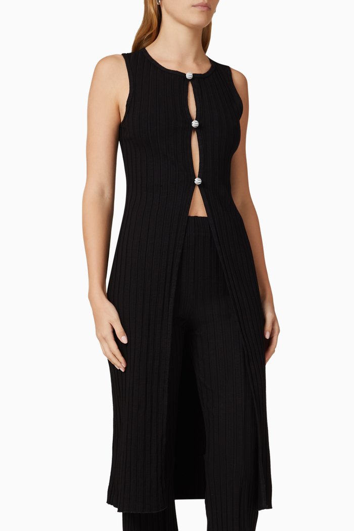 

Zeb Ribbed Tunic Top in Stretch-viscose, Black