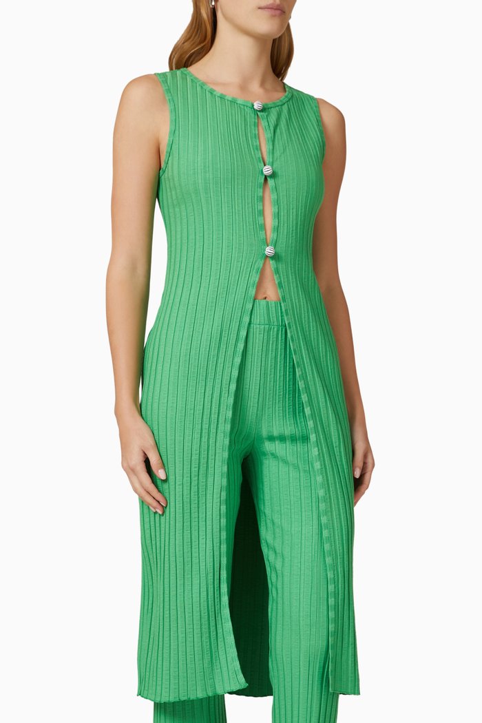 

Zeb Ribbed Tunic Top in Stretch-viscose, Green