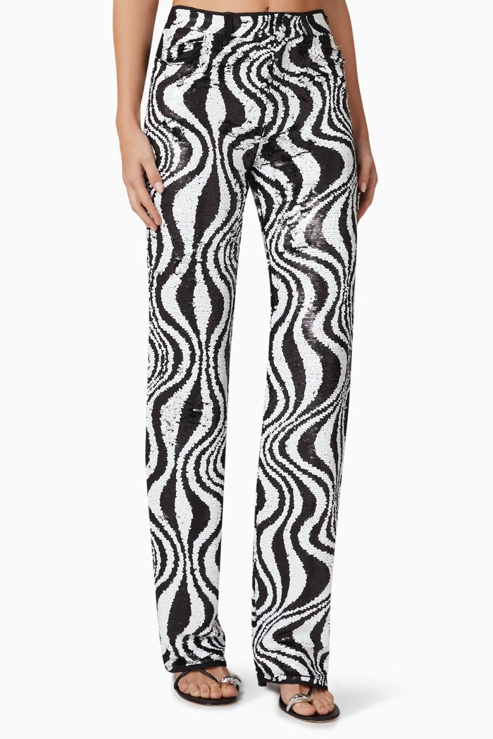 

Tic Tac Sequin-embellished Pants, Black