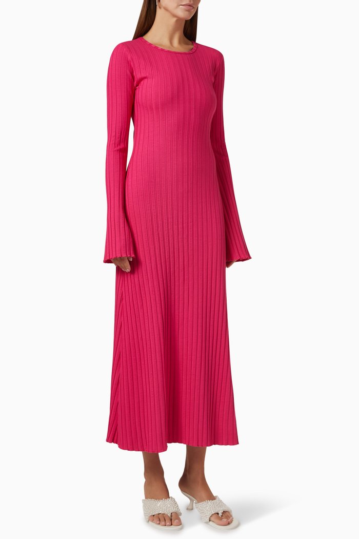 

Wells Ribbed Midi Dress in MicroModal, Pink
