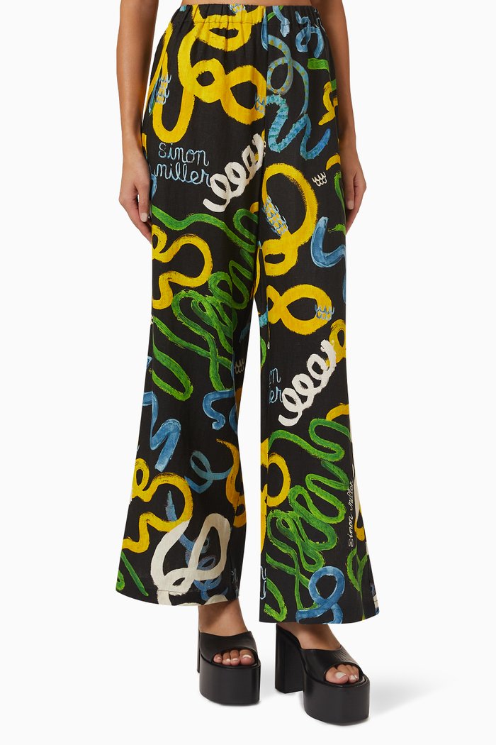 

Veda Printed Wide-leg Pants in Linen, Multicolour