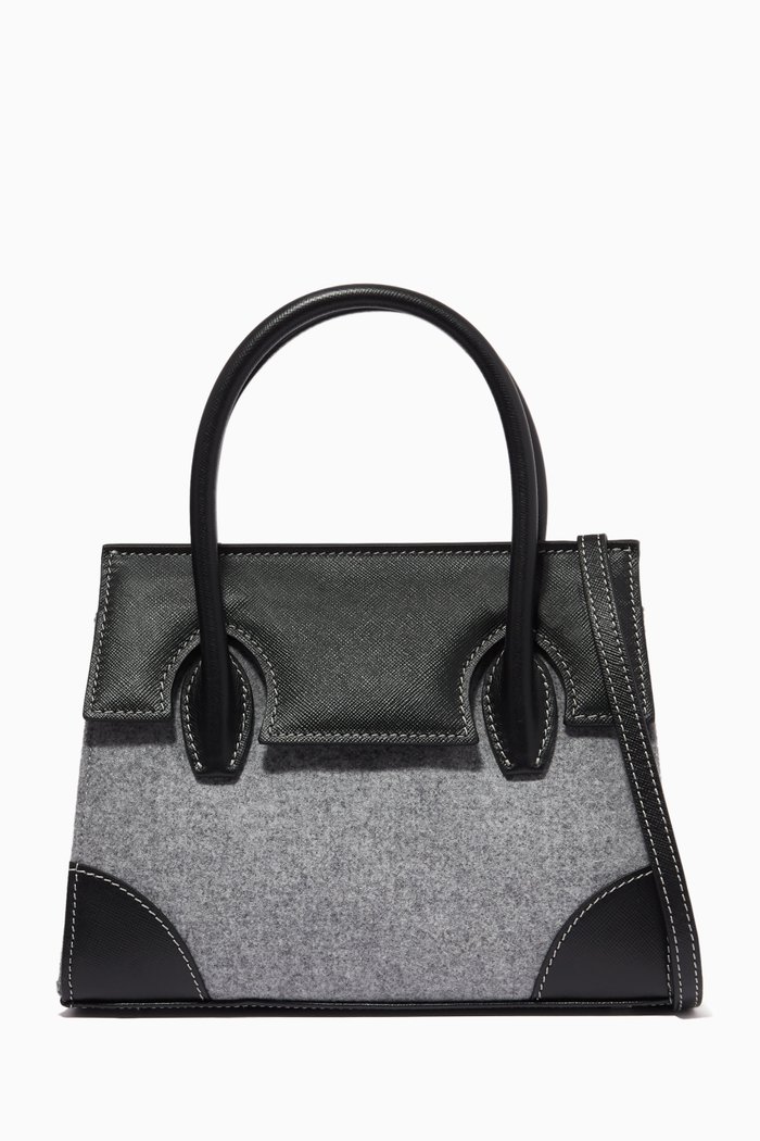 

Micro Daphne Tote Bag in Lana & Nappa, Grey