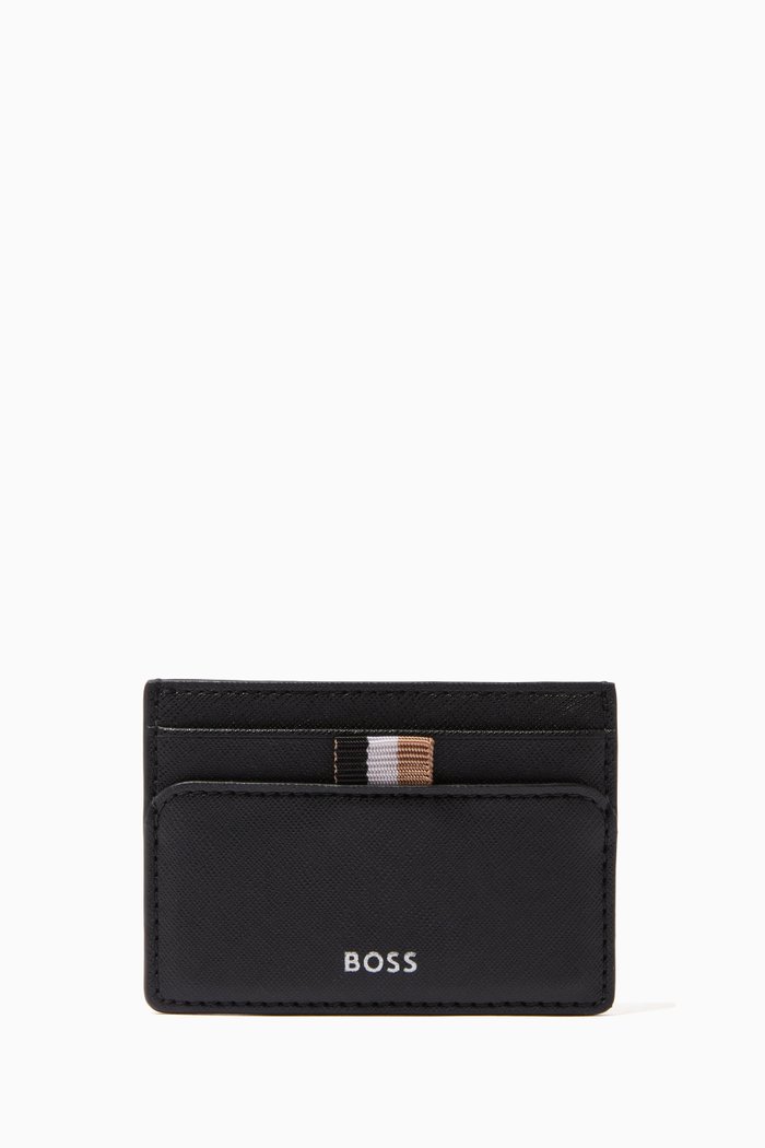 Zair Money Clip Card Holder in Leather, Black
