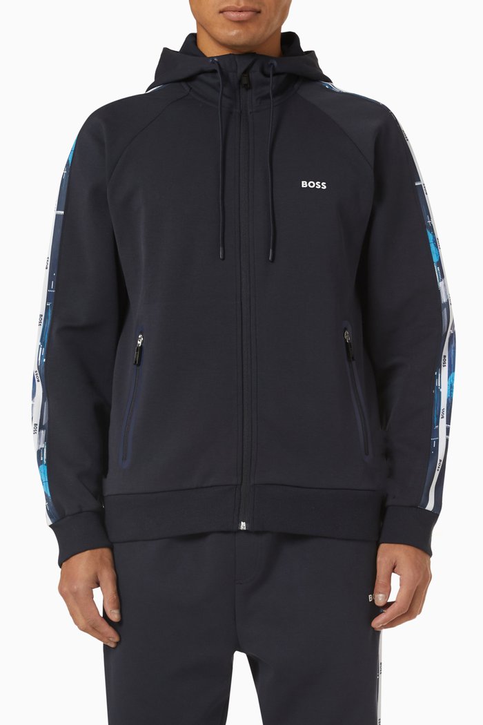

Zip Hoodie in Cotton, Blue