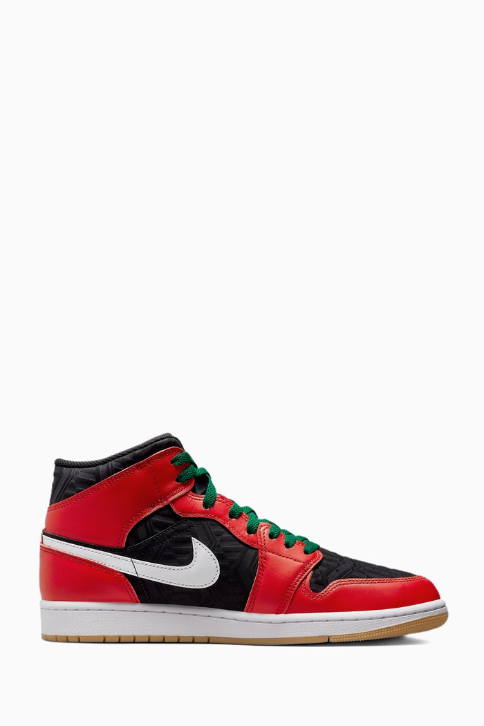 

Air Jordan 1 Mid Christmas Sneakers in Leather, Black