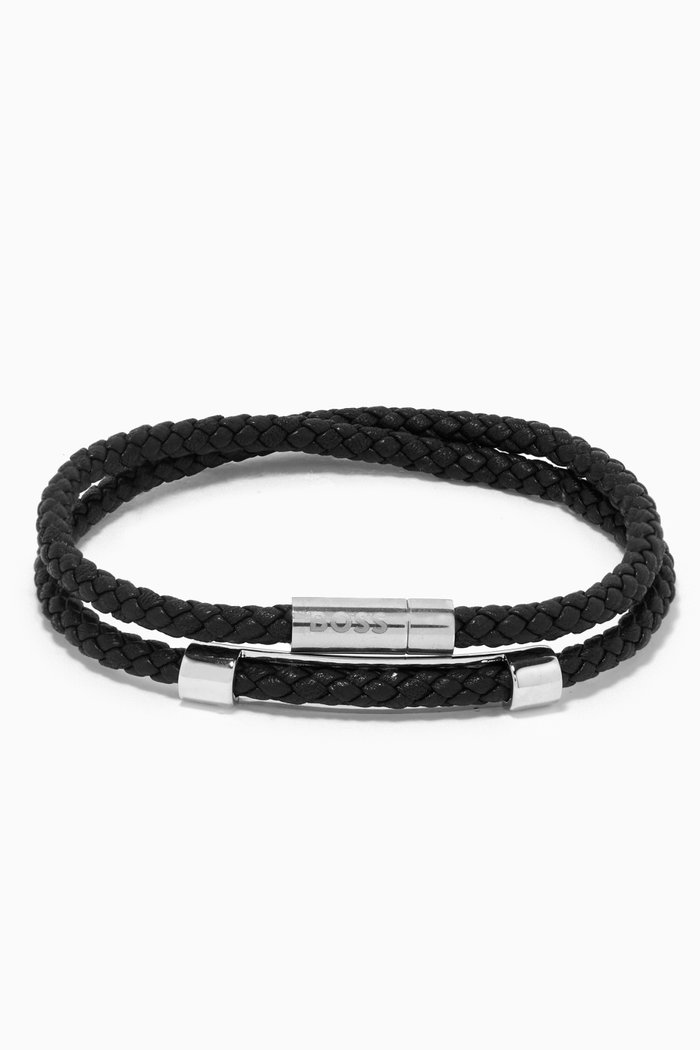 

Benni Double-wrap Bracelet in Leather, Black