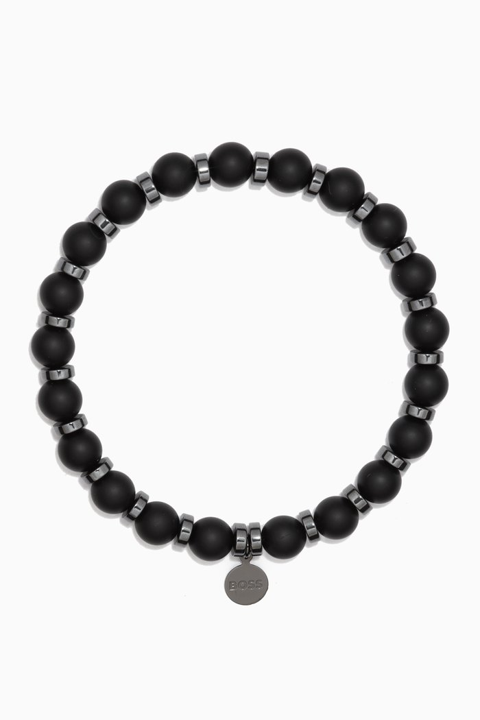 

Buster Bracelet in Matte Agate & Hematite, Black