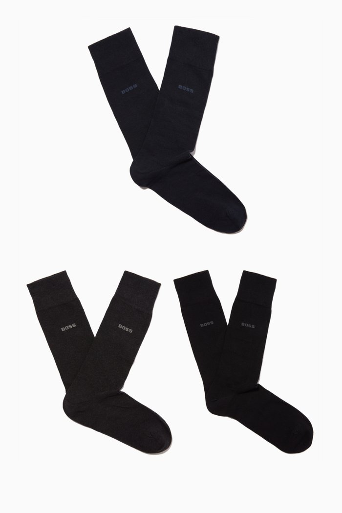 

Socks in Cotton Blend, Set of Three, Multicolour