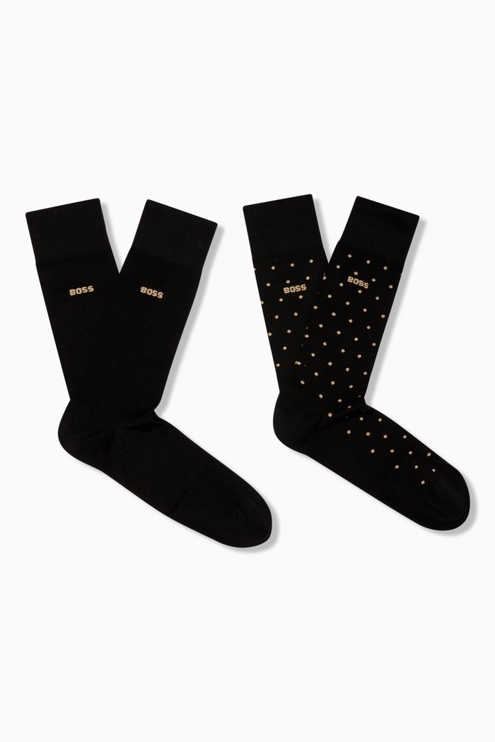 

Patterned Socks in Cotton-blend, Set of 2, Black