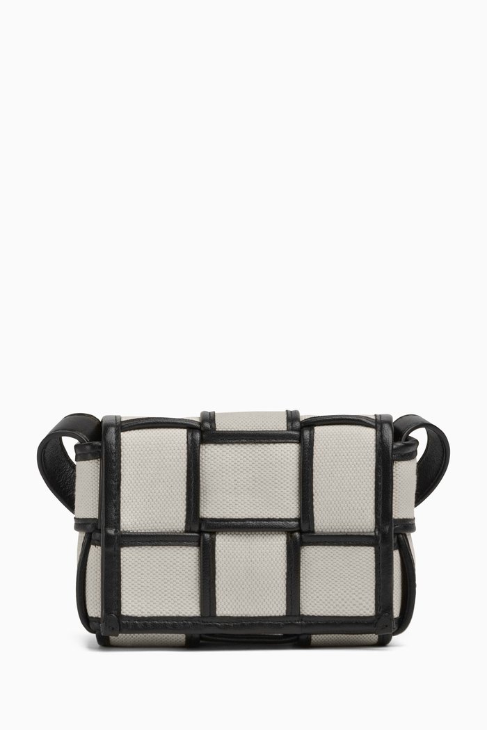 

Mini Cassette Crossbody Bag in Canvas & Nappa, Neutral