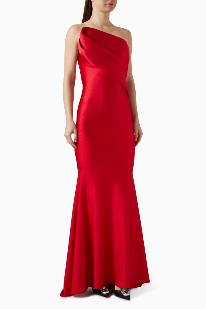 

Angle-pleat Bow Gown in Lycra-jersey, Red