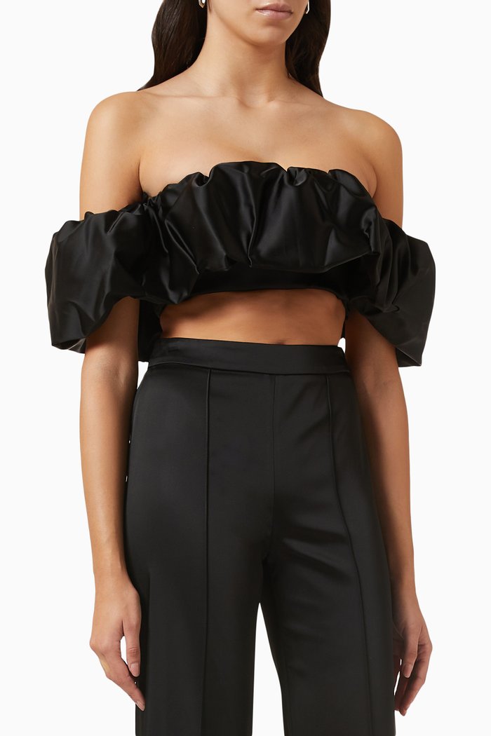 

Leonora Corset Top in Duchess Satin, Black