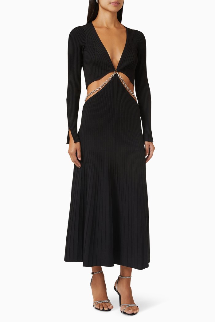 

Kathryn Midi Dress in Compact-rib, Black