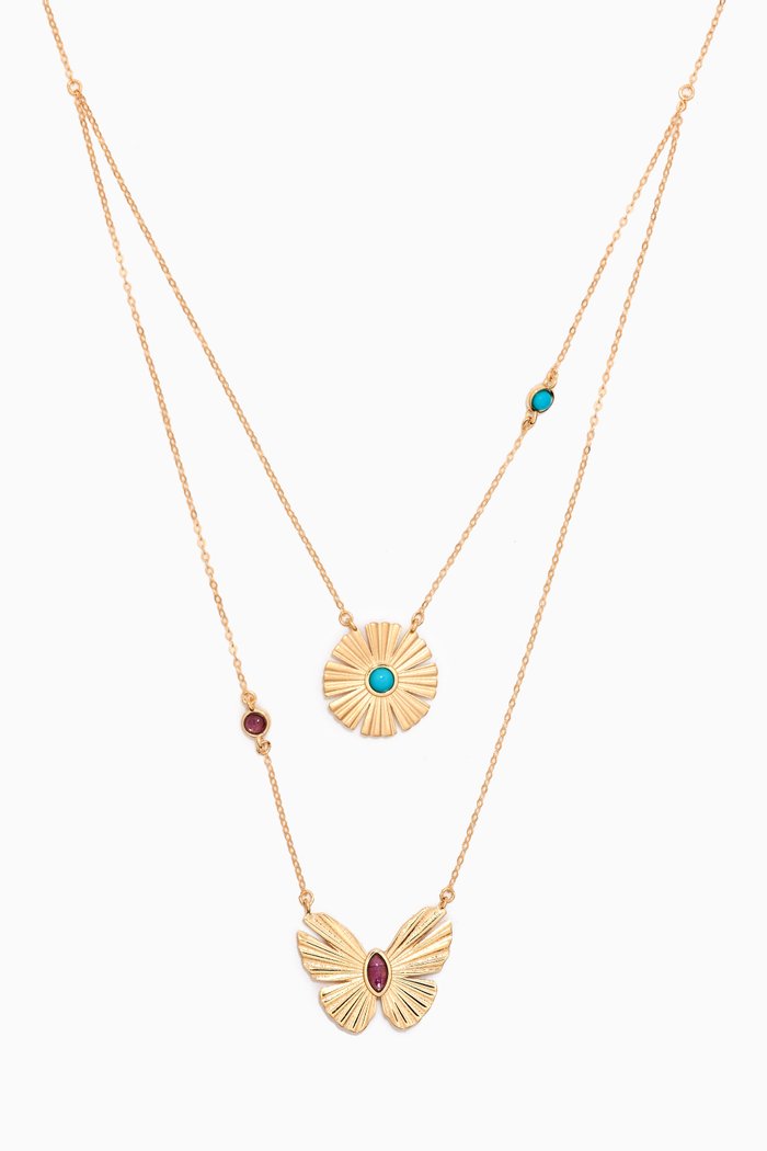

Farfasha Sunkiss Amethyst & Turquoise Necklace in 18kt Gold, Yellow