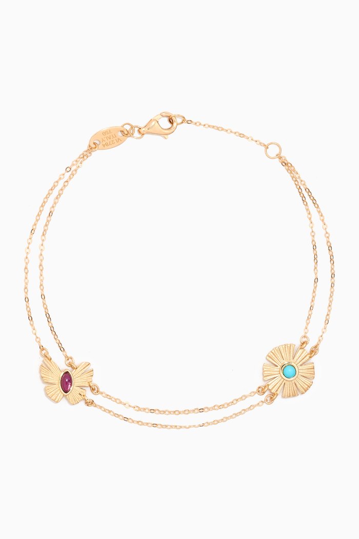 

Farfasha Sunkiss Amethyst & Turquoise Double Bracelet in 18kt Gold, Yellow