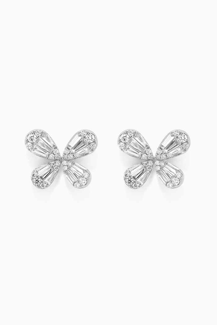 

Papillon Diamond Stud Earrings in 18kt White Gold, Silver