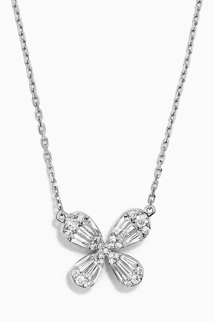 

Papillon Diamond Necklace in 18kt White Gold, Silver