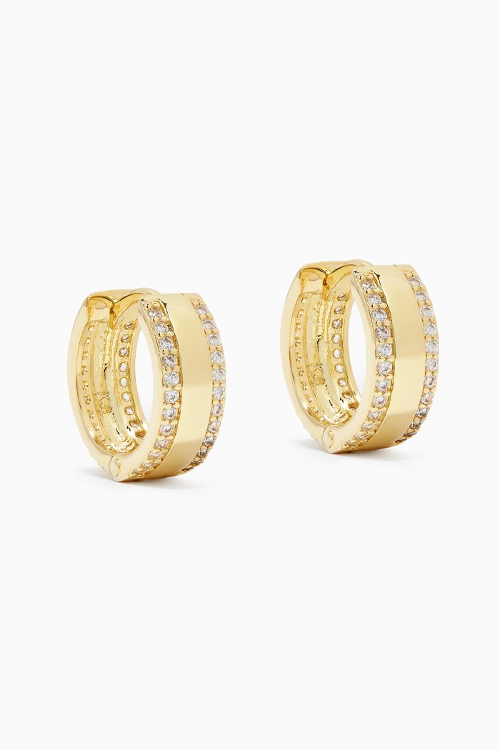 

Pavé Border Huggies in 14kt Gold-plated Brass