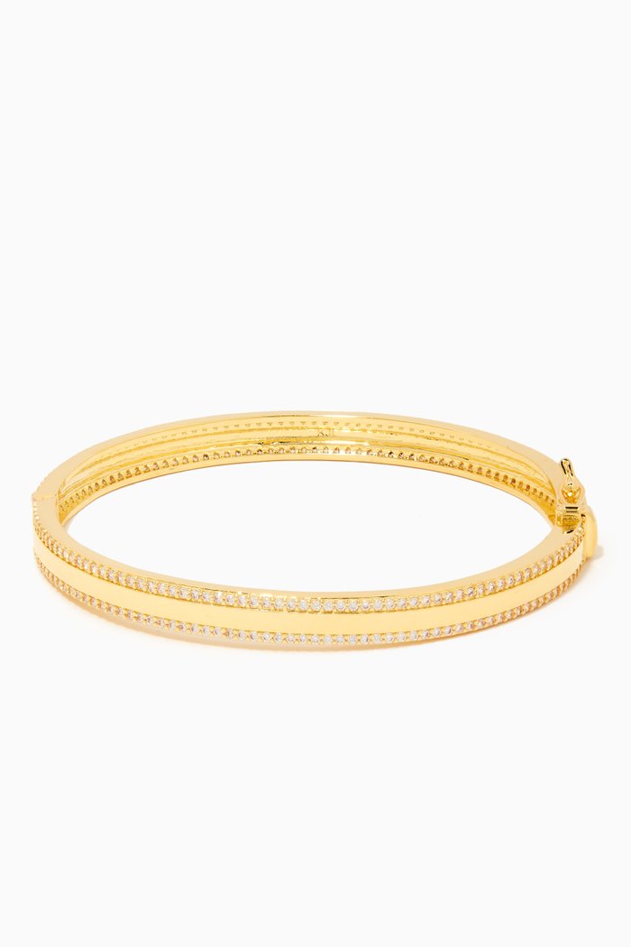 

CZ Pavé Border Bangle in 14kt Gold-plated Brass