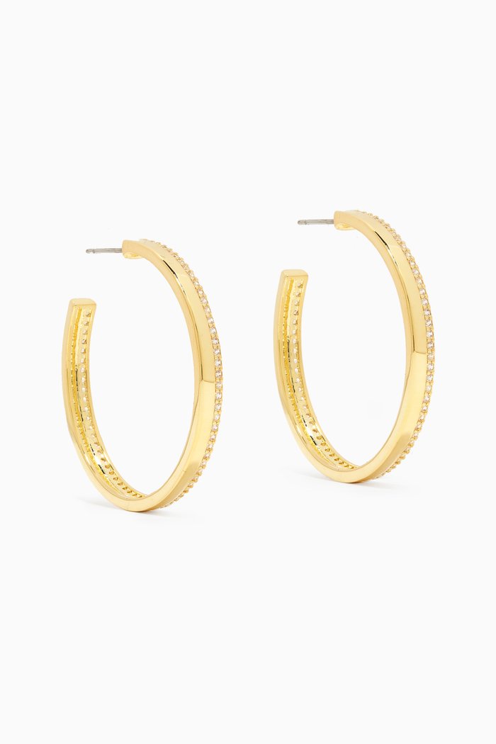 

CZ Pavé Border Hoop Earrings in 14kt Gold-plated Brass