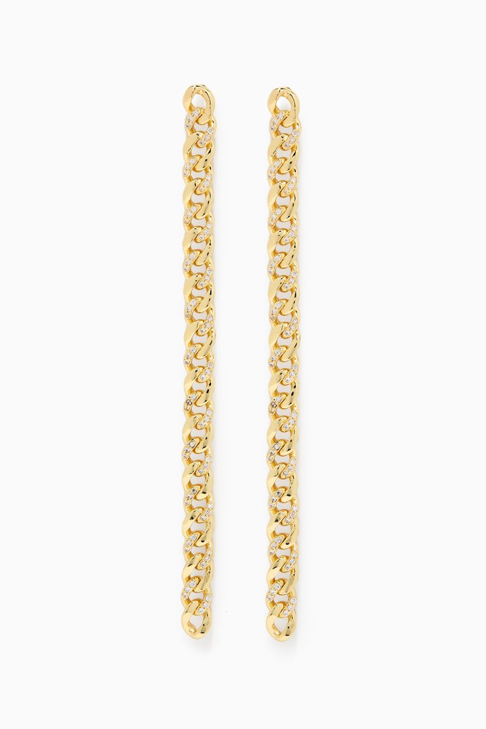 

CZ Pavé Chain-link Drop Earrings in 14kt Gold-plated Brass