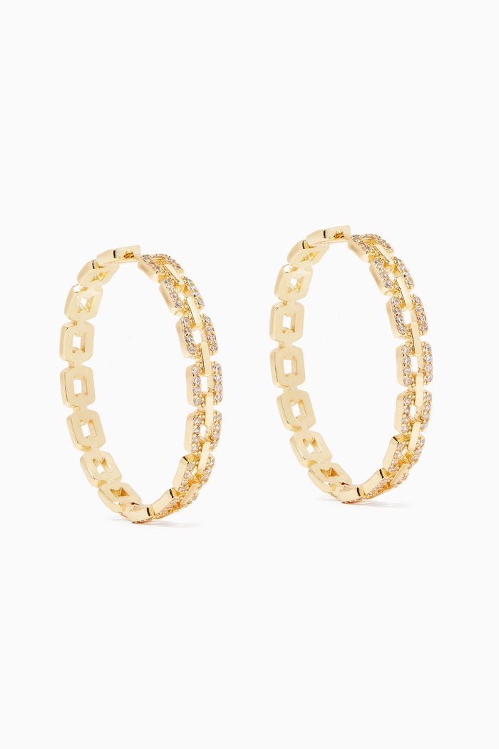 

CZ Link Hoop Earrings in 14kt Gold-plated Brass