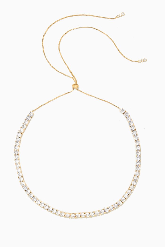

CZ Round-cut Pavé Choker in 14kt Gold-plated Brass