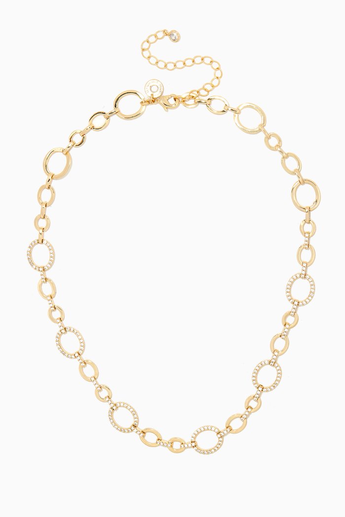 

Pavé Oval-link Necklace in 14kt Gold-plated Brass