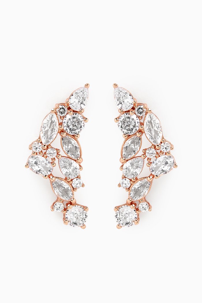 

CZ Boomerang Crystal Earrings in 18kt Rose Gold-plated Brass