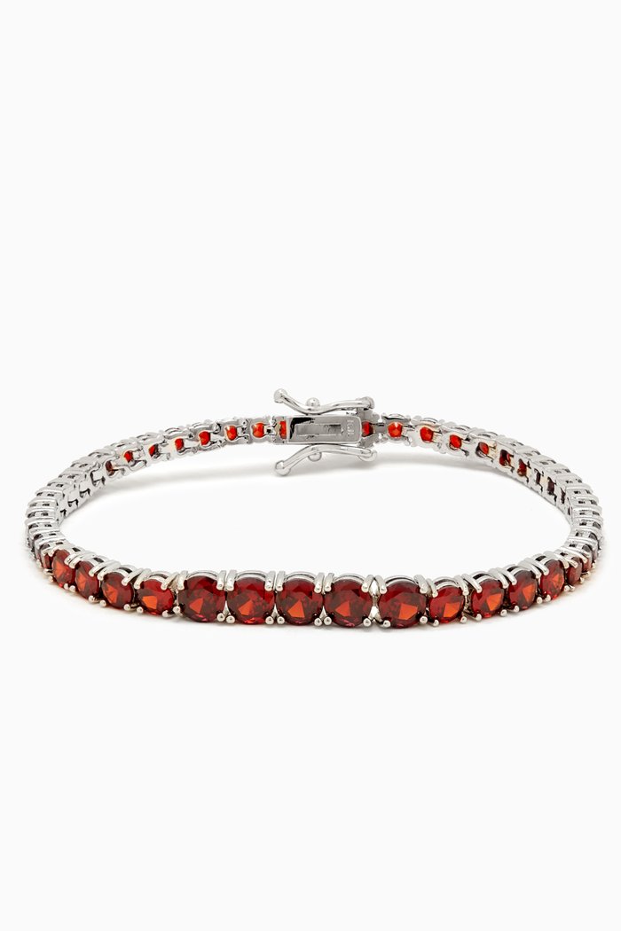 

CZ Round-cut Tennis Bracelet in Rhodium-plated Brass, Red