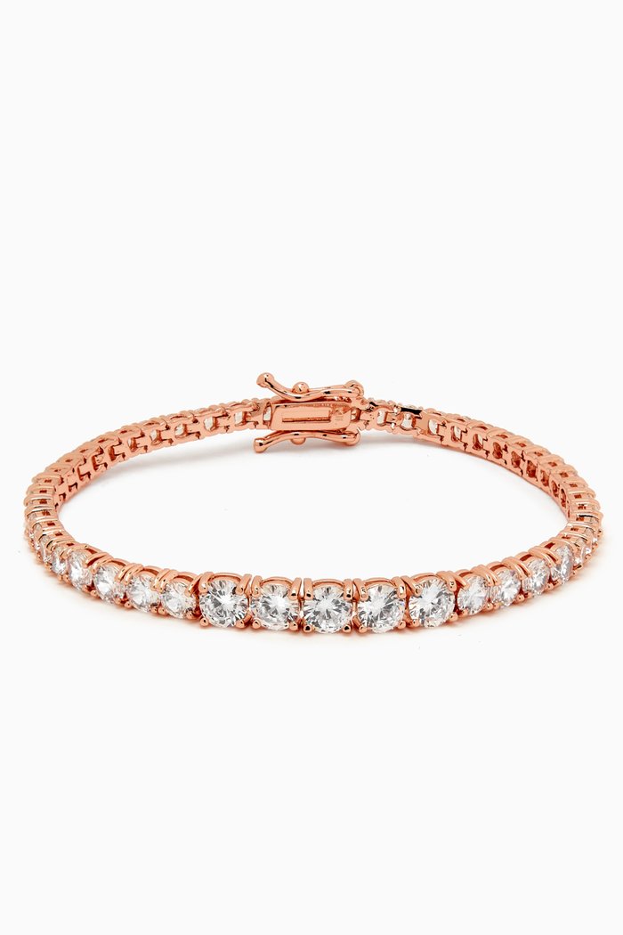 

CZ Round-cut Tennis Bracelet in Rhodium-plated Brass, Rose gold